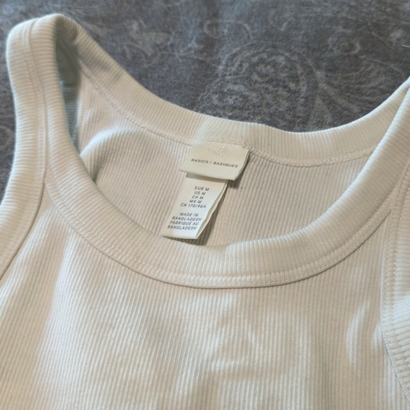 H&M Ribbed High neck Women's White Tank Top - Picture 3 of 5